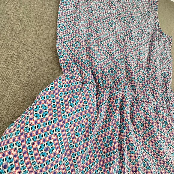 GAP Romper Large Elastic Waist Blue‎ Pink Red White Round Neck Sleeveless - Picture 14 of 16